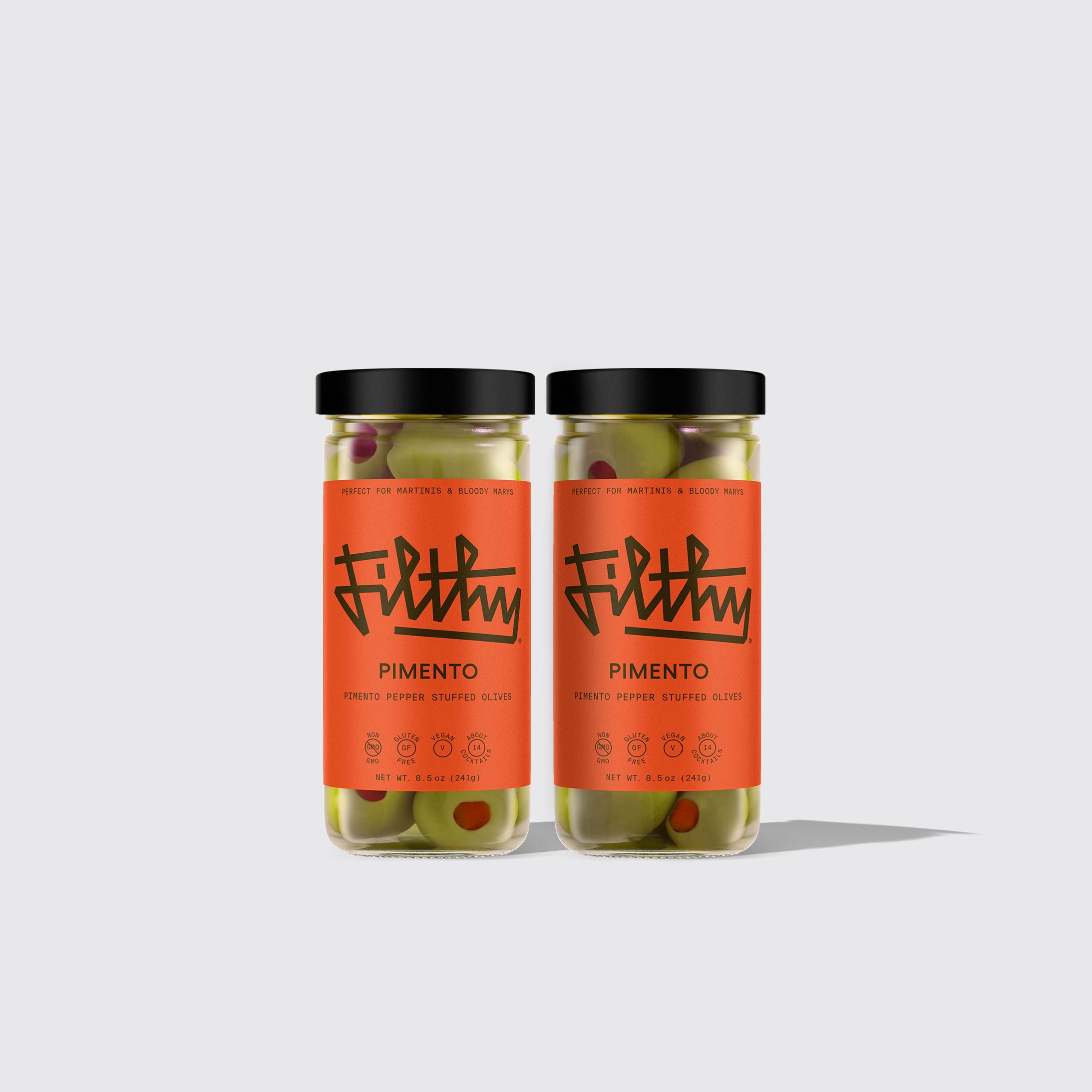 FILTHY® Pimento Stuffed Olives - Premium cocktail garnishes.
